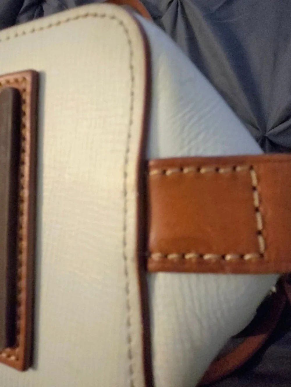 Dooney & Bourke White And British Tan Leather Satchel